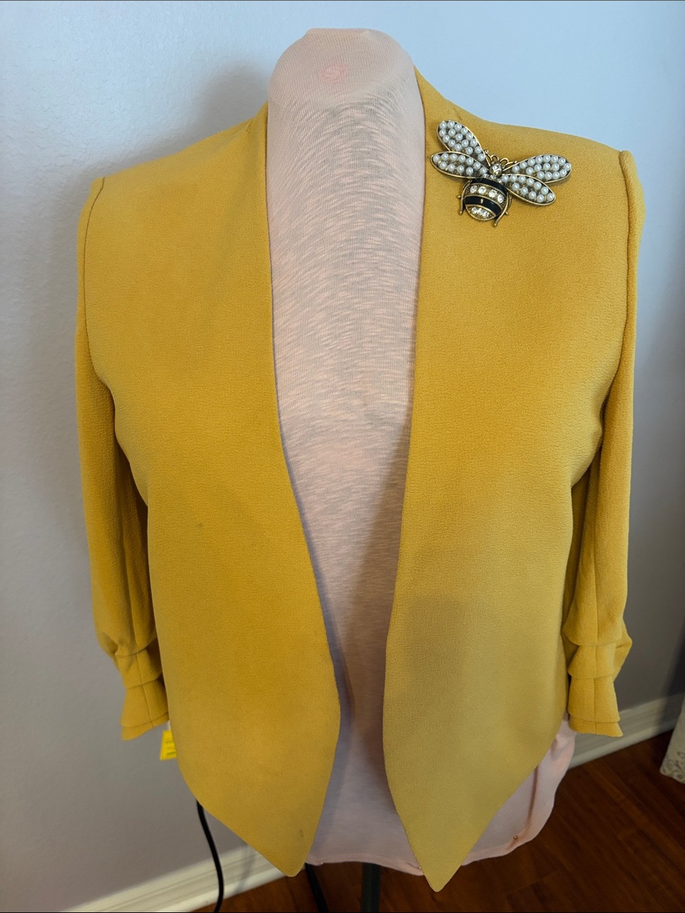 Bar III Mustard Yellow Open-Front Blazer
